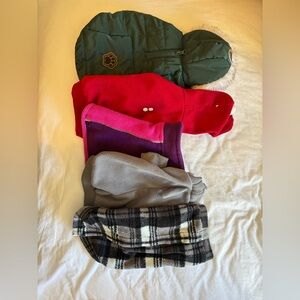 Bundle of Dog Jackets and Sweaters 5pc small dog.